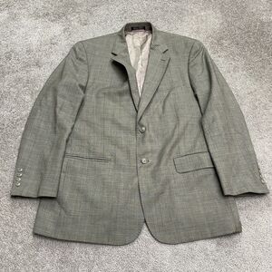 Haspel Wool Silk Suit Blazer Jacket Mens 42R Gray Plaid Single Vented Lined Work